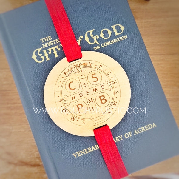 St Benedict Engraved Wood Bookmark