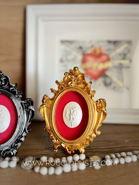 Sorrowful Mother 7 Blooms Lily of the Valley Intaglio in Mini Frame