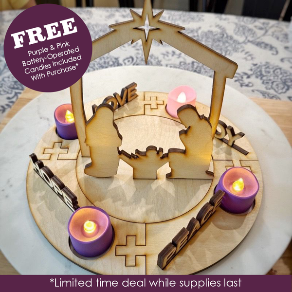 Adjustable Wood Advent Wreath (11 pieces)