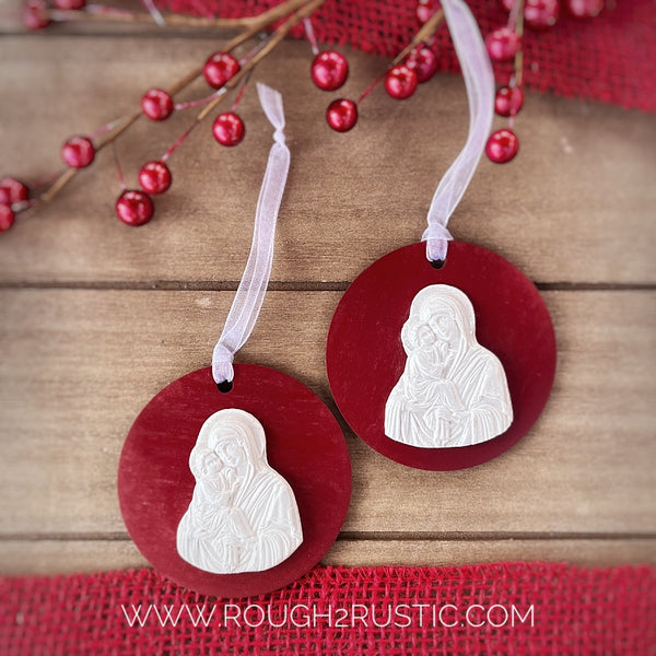 Mary and Jesus Intaglio Ornament Set
