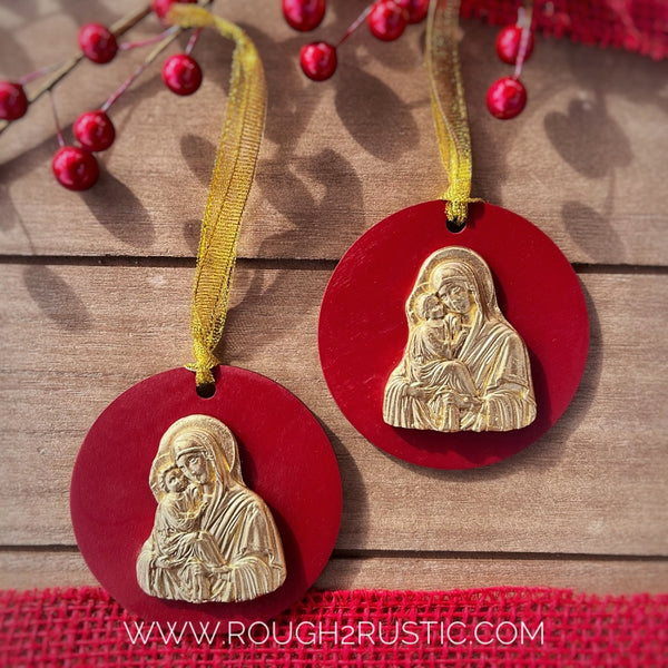 Mary and Jesus Intaglio Ornament Set