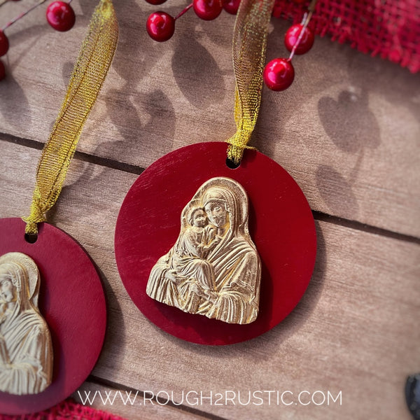 Mary and Jesus Intaglio Ornament Set