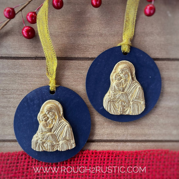 Mary and Jesus Intaglio Ornament Set