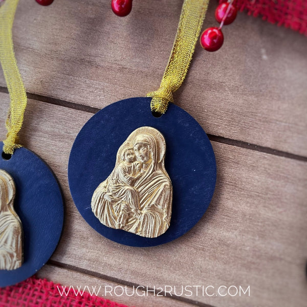 Mary and Jesus Intaglio Ornament Set