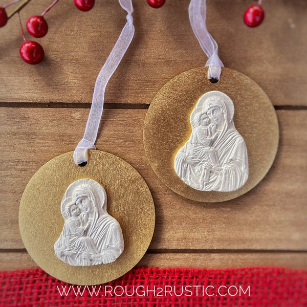 Mary and Jesus Intaglio Ornament Set
