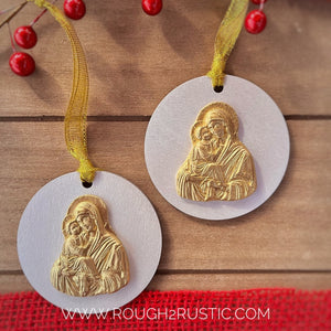 Mary and Jesus Intaglio Ornament Set