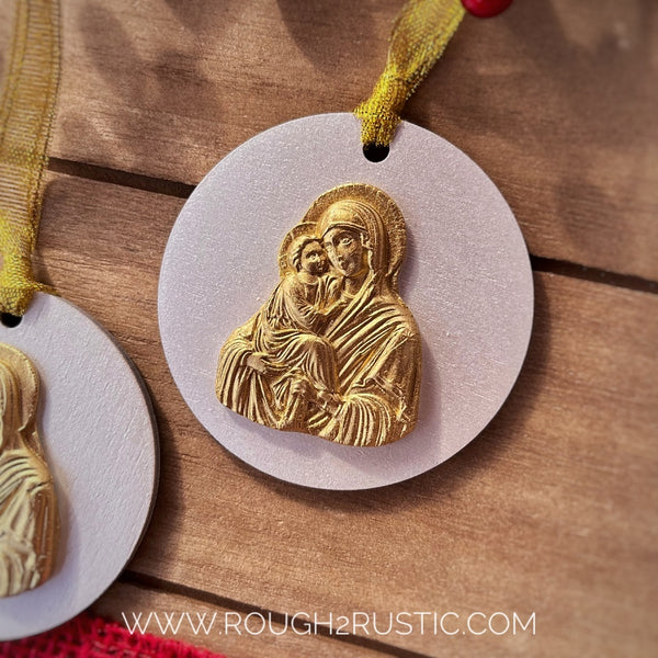 Mary and Jesus Intaglio Ornament Set