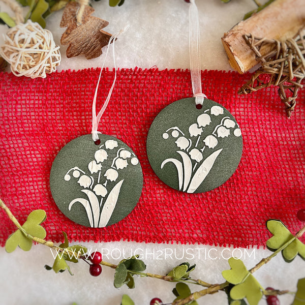 Sorrowful and St. Gianna Lily of the Valley Ornament set