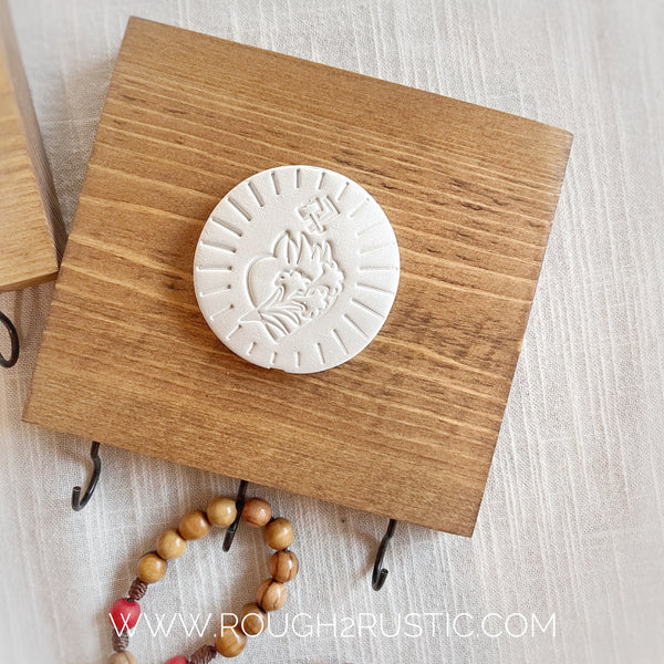 Holy Family Hearts Intaglio Rosary Hanger