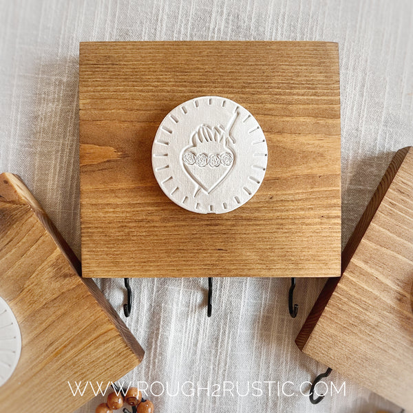 Holy Family Hearts Intaglio Rosary Hanger