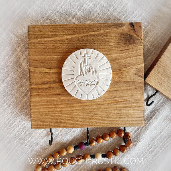 Holy Family Hearts Intaglio Rosary Hanger