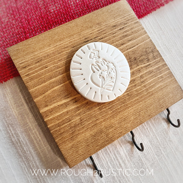 Holy Family Hearts Intaglio Rosary Hanger