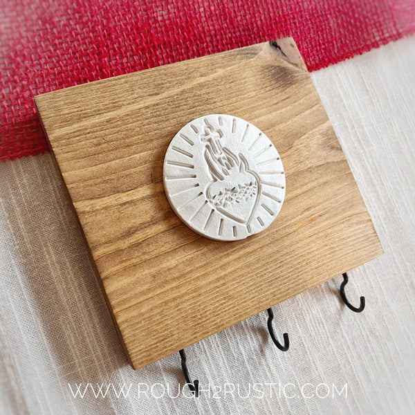 Holy Family Hearts Intaglio Rosary Hanger