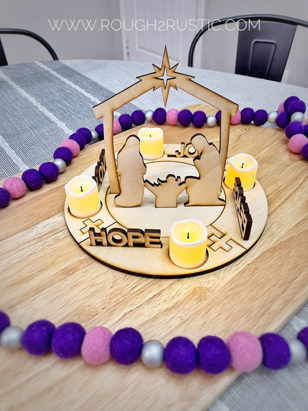 Adjustable Wood Advent Wreath (11 pieces)