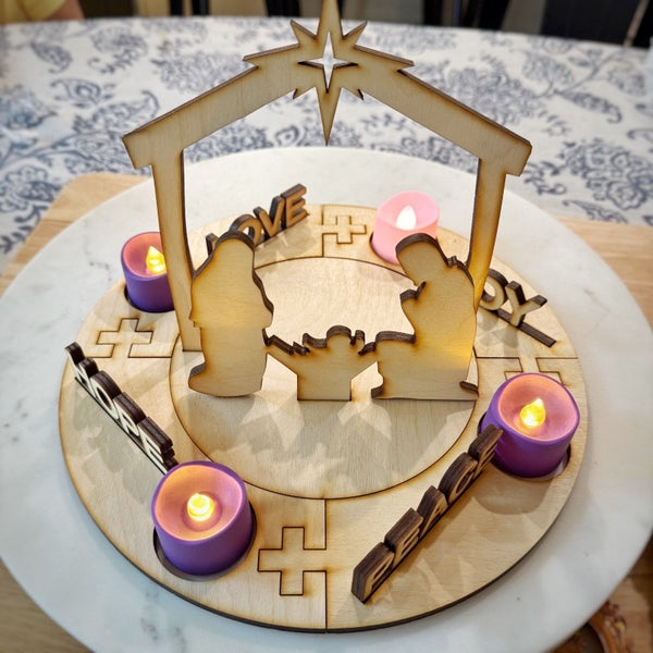 Adjustable Wood Advent Wreath (11 pieces)