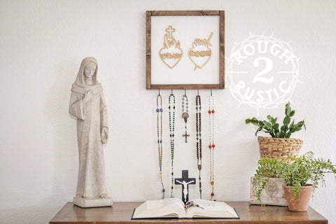 *PREORDER* Gold/White/Brown Hearts Rosary Hanger