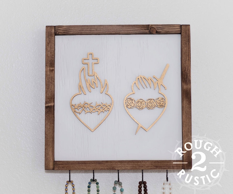*PREORDER* Gold/White/Brown Hearts Rosary Hanger