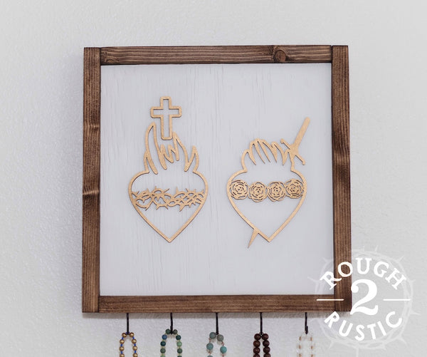 *PREORDER* Gold/White/Brown Hearts Rosary Hanger