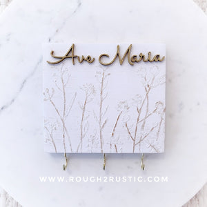 Hand Embellished Floral Textured Mini Ave Maria Rosary Hanger
