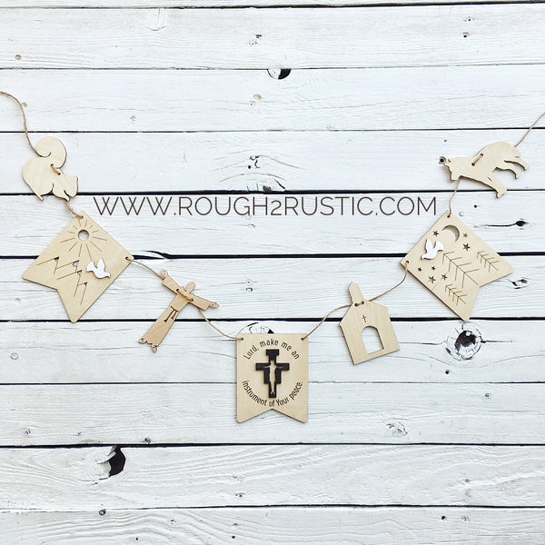 Wood Saint Francis of Assisi Story Garland