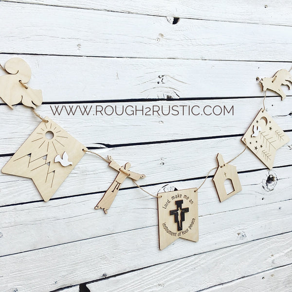 Wood Saint Francis of Assisi Story Garland