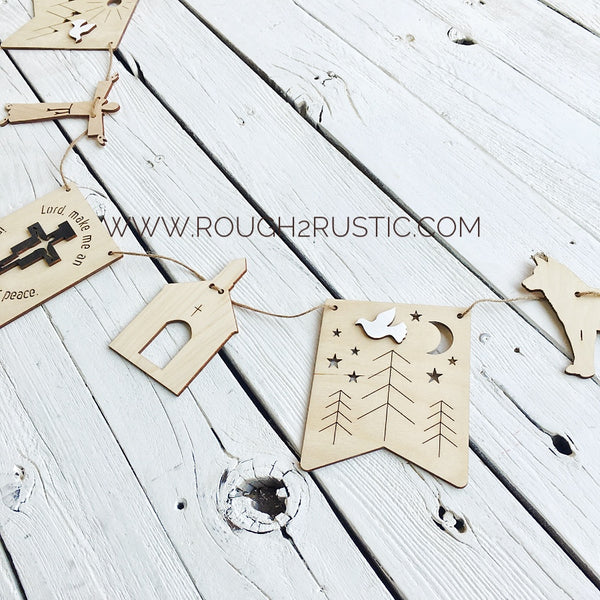 Wood Saint Francis of Assisi Story Garland