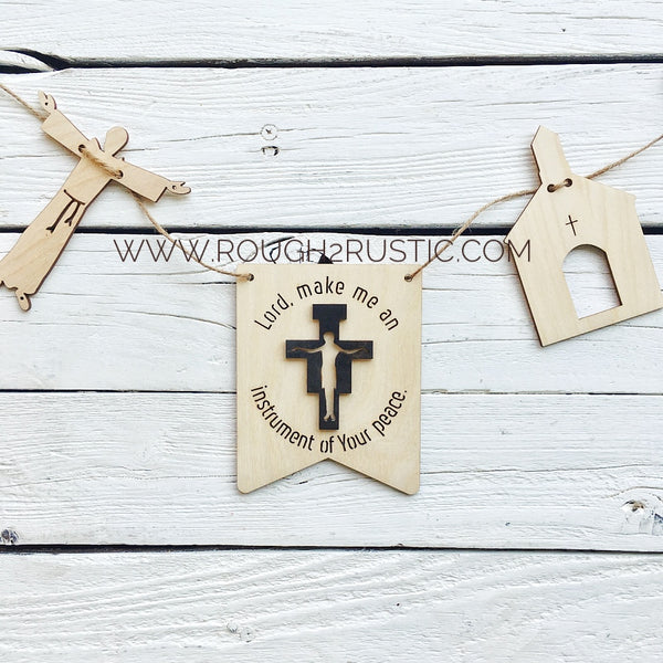 Wood Saint Francis of Assisi Story Garland