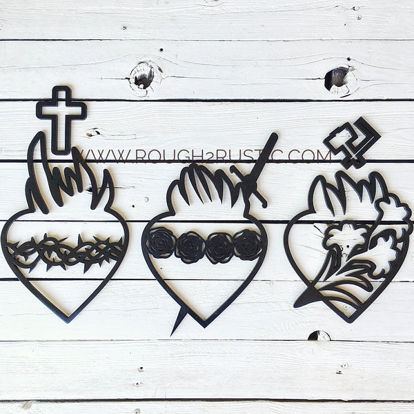 Holy Family Hearts - Wooden Wall Hanging