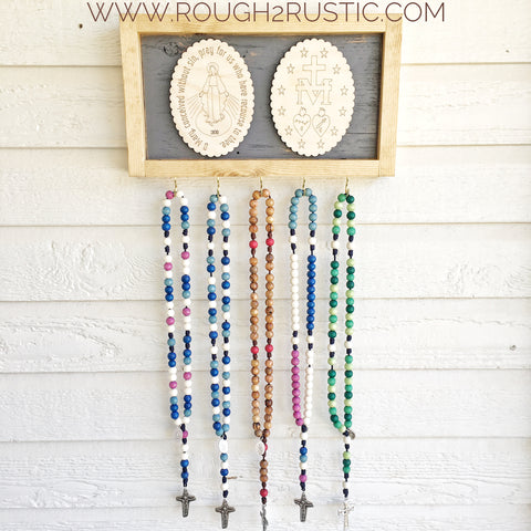 Preorder…Distressed Gray/Natural/Golden Miraculous Medal Rosary Hanger