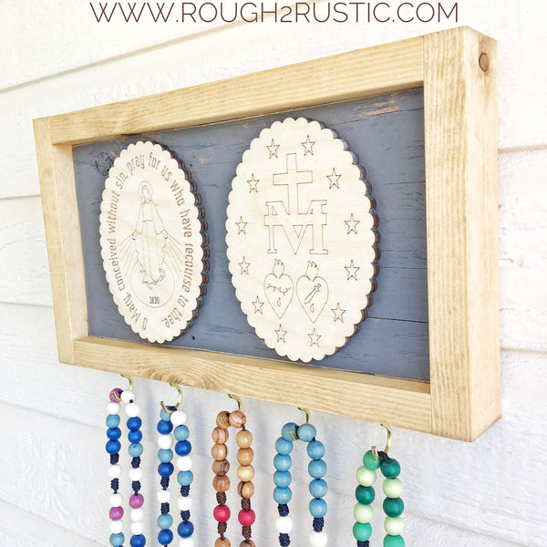 Preorder…Distressed Gray/Natural/Golden Miraculous Medal Rosary Hanger