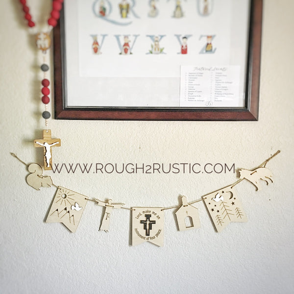Wood Saint Francis of Assisi Story Garland