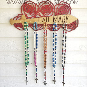 Mary's Seven Sorrows Light-Weight Rosary Hanger - Red/Gold