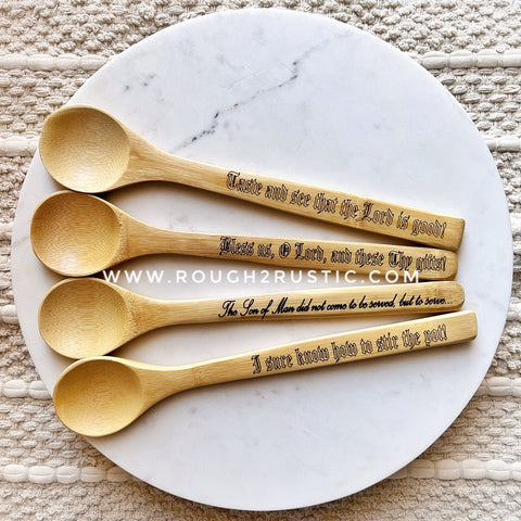12 Inch Engraved Bamboo Spoons
