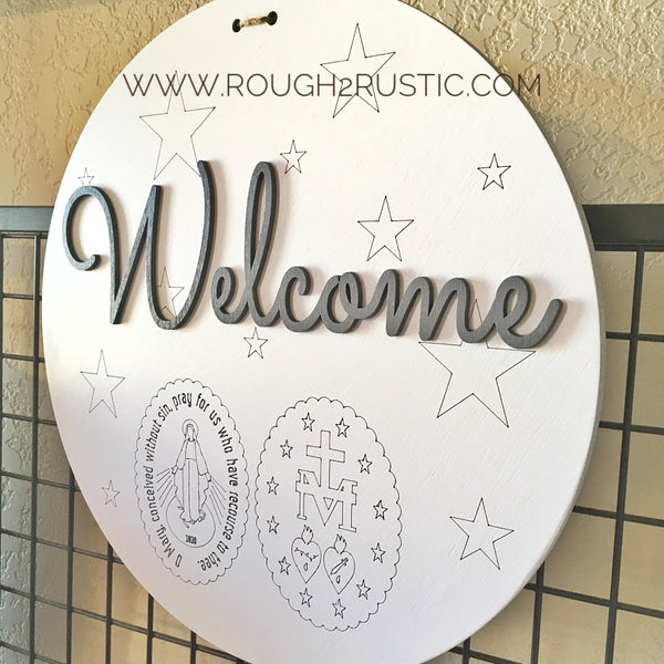 Miraculous Medal Welcome Sign