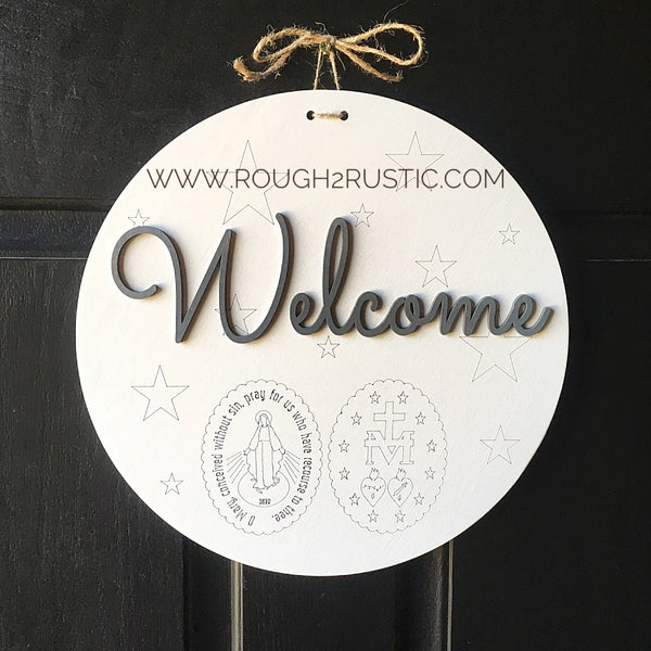 Miraculous Medal Welcome Sign