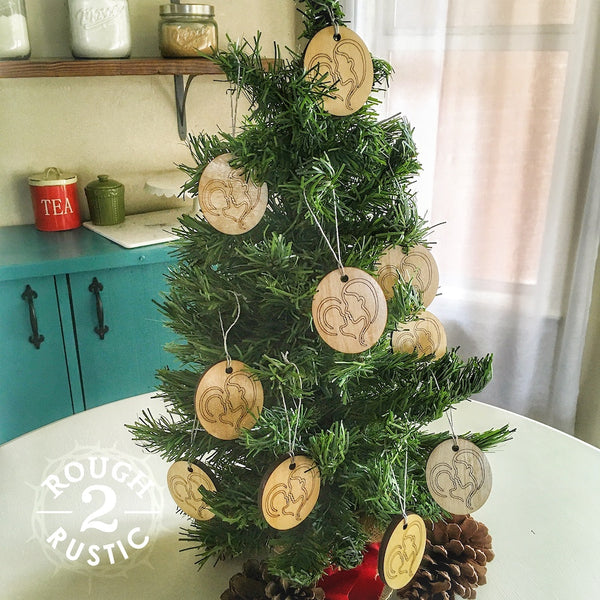 Mary/Jesus set of 10 wood Christmas ornaments
