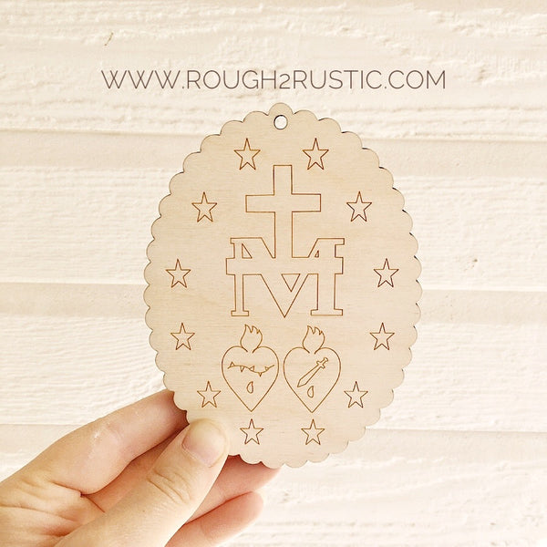 Engraved Natural Miraculous Medal - Back Only