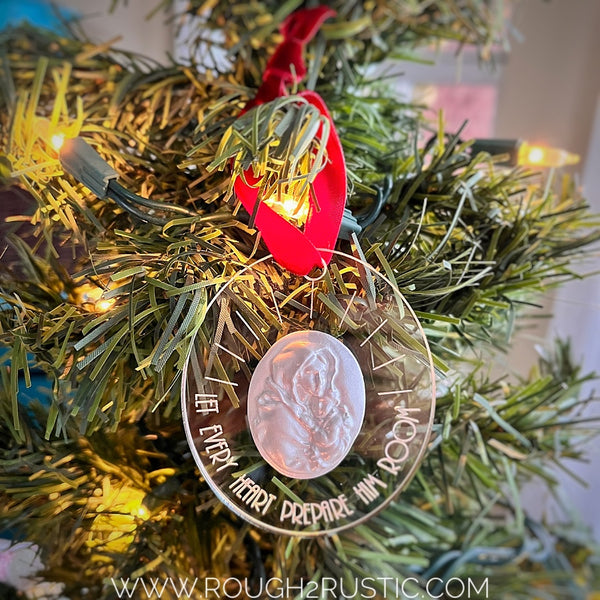 “Let every heart prepare Him room” featuring Madonna of the Streets Ornament