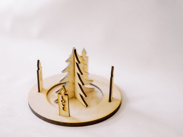10 Piece Wood Advent/Nativity Wreath