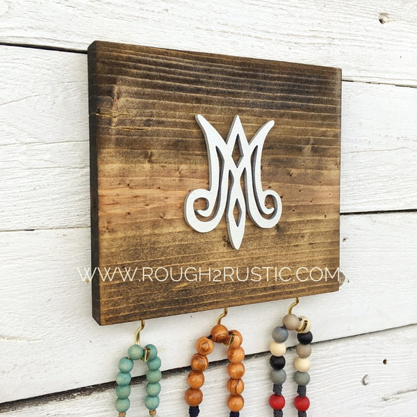 Dark Brown/Pearl White Marian Mini Rosary Hanger