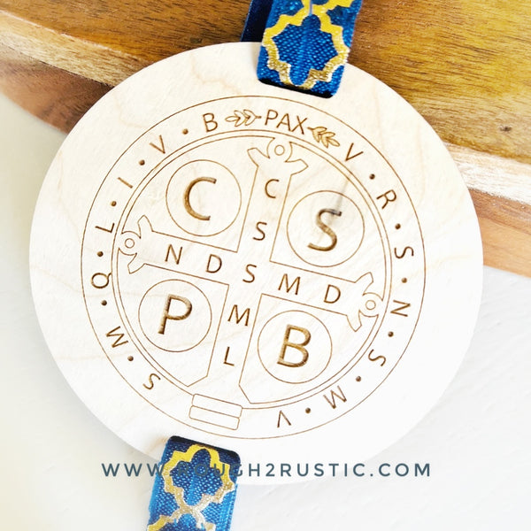 St Benedict Engraved Wood Bookmark