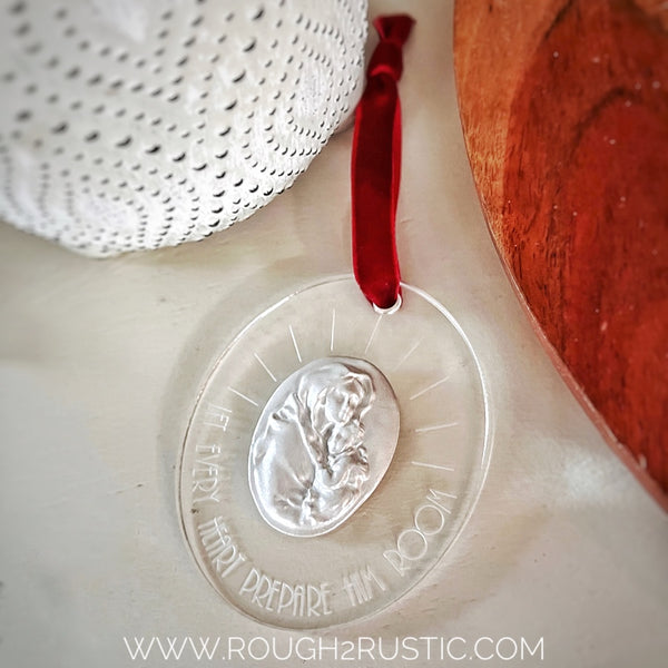 “Let every heart prepare Him room” featuring Madonna of the Streets Ornament