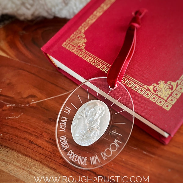“Let every heart prepare Him room” featuring Madonna of the Streets Ornament