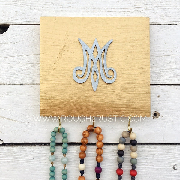 Gold/Shimmery Blue Marian Mini Rosary Hanger