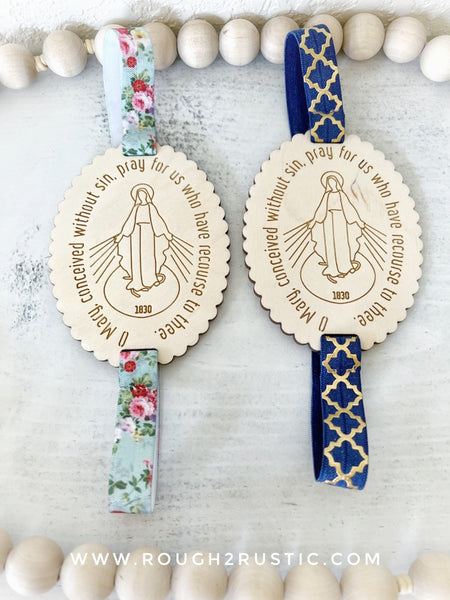 Miraculous Medal - Mary Side - Engraved Wood Bookmark