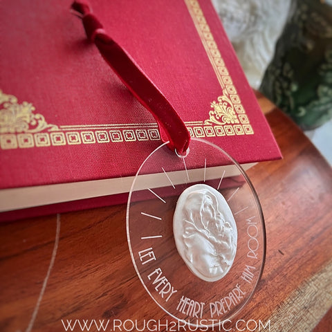 “Let every heart prepare Him room” featuring Madonna of the Streets Ornament