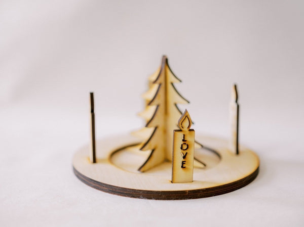 10 Piece Wood Advent/Nativity Wreath