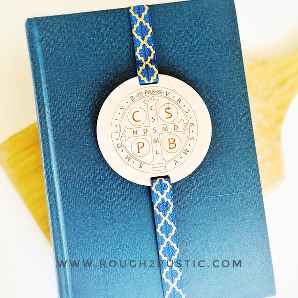 St Benedict Engraved Wood Bookmark