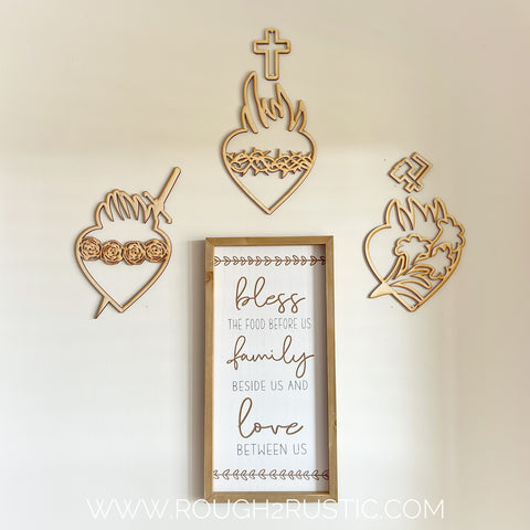 Holy Family Hearts - Wooden Wall Hanging