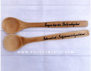 Set of Dad Spoons - 12 Inch Engraved Bamboo Spoons